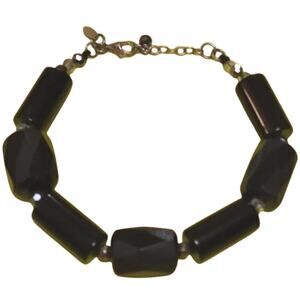 Bracelet Marked QG 925 Thailand Lobster Claw Closure Black Colored Stones jEWELR